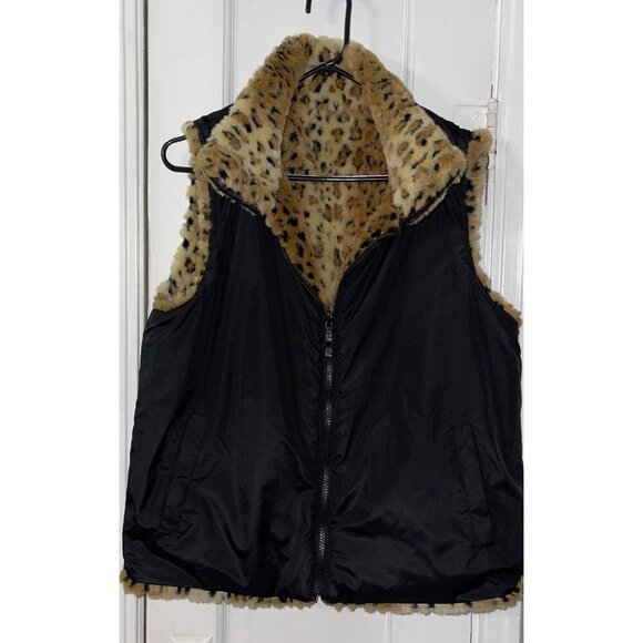 EUC Gallery Women's Faux Fur Zip Closure Reversible Vest Size Large - Picture 7 of 12